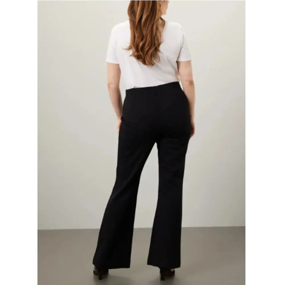 PETER SOM X RTR Black Pull On Flared Leg Dress Pants Size Medium Slits